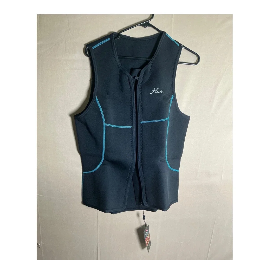 Hevto Womens sz16  3mm Neoprene Wetsuit Vest Black  Front Zip Sleeveless Top NEW